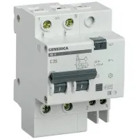 Дифавтомат IEK GENERICA 2P 10А (C) 4.5кА 30мА (AC), MAD15-2-010-C-030