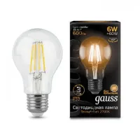 Лампа филаментная светодиодная Gauss A60 E27 6W 2700К, 102802106