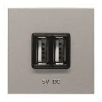 Зарядное устройство 2xUSB ABB ZENIT, скрытый монтаж, серебристый, 2CLA228500N1301