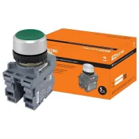 Кнопка MP1-20G в сборе d22мм 1з+1р зеленая TDM