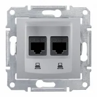 Розетка компьютерная 2xRJ45 Cat.5 Schneider Electric SEDNA, алюминий, SDN4400160