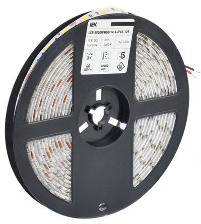 IEK Лента  IP65  12V  14,4Вт/м 3000К LED 5м LSR-5050WW60-14,4-IP65-12В 