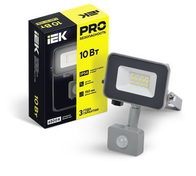 Прожектор светодиодный СДО 07-10Д с датчиком движения IP54 серый IEK