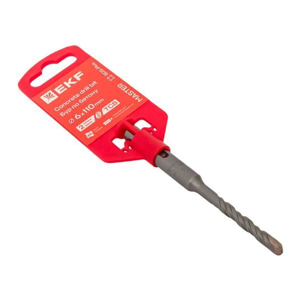 Бур по бетону SDS-plus 6x110 мм (2 резца)(4S спираль) EKF Master