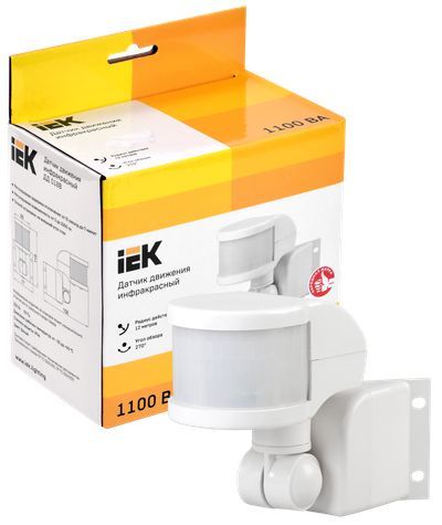 IEK Датчик движения ДД018B(Б)  1100Вт 270град.  12м.  IP44 УСТАНОВКА НА УГОЛ ЗДАНИЯ!!!