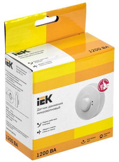 IEK Датчик движения ДД-МВ 101 белый, 1200Вт, 360 гр.,8М,IP20