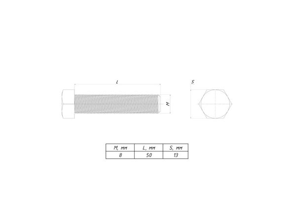 Болт шестигранный М8x50 DIN 933 EKF