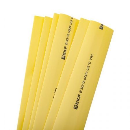 Термоусаживаемая трубка ТУТ нг 30/15 желтая в отрезках по 1м EKF PROxima