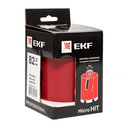 Коронка алмазная для дрелей с микроударом DCH-82MH Micro Hit Laser M16 EKF Professional