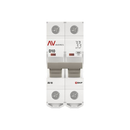 Выключатель автоматический AV-10 2P 10A (D) 10kA EKF AVERES